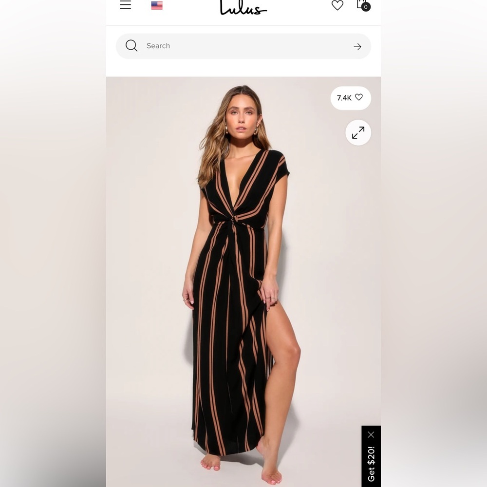 Lulu's Black and Tan Maxi Dress Swim Cover with Side Splits